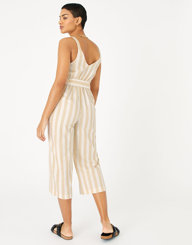 Stripe Belted Jumpsuit, Cream (CREAM), large