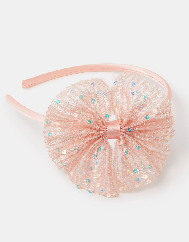 Girls Sequin Bow Headband, , large