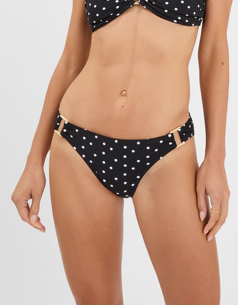 Polka Dot Bikini Bottoms, Black (BLACK WHITE), large