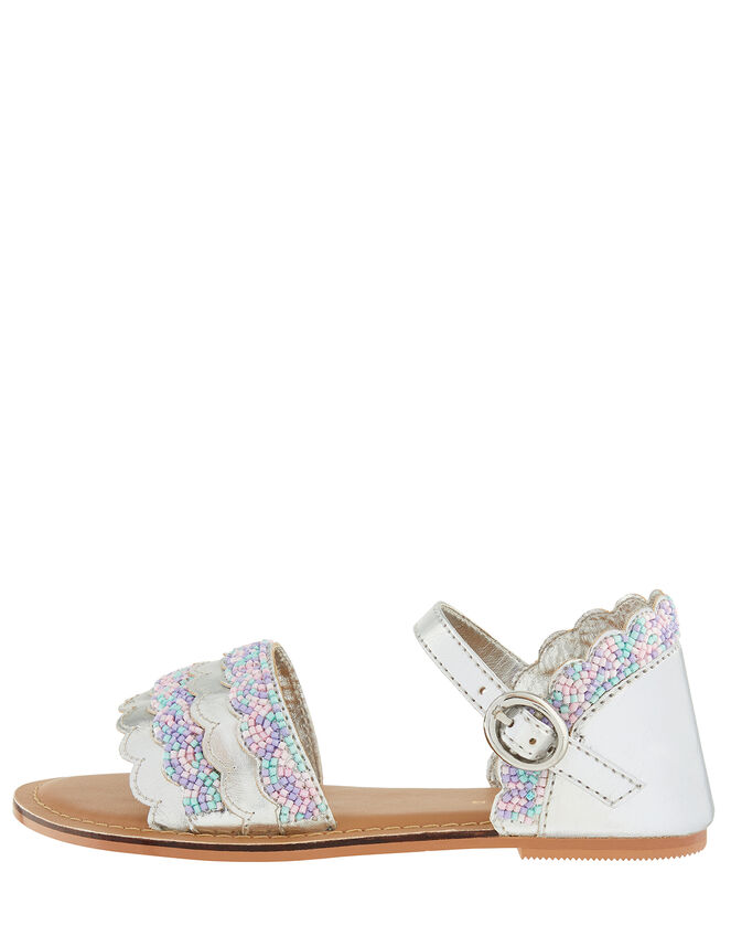 Mermaid Metallic Beaded Sandals, Multi (PASTEL-MULTI), large