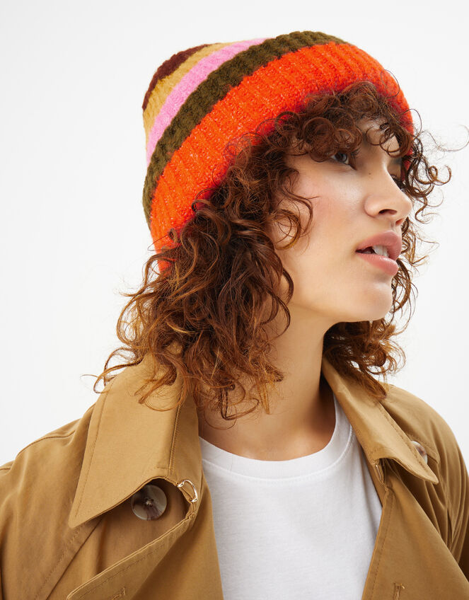 Bright Stripe Beanie Hat, , large