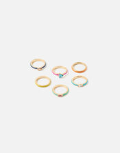 Gem and Enamel Stacking Ring Set, Multi (BRIGHTS-MULTI), large