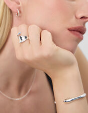 Sterling Silver-Plated Crossover Band Ring , , large