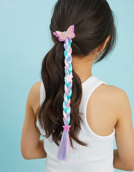 Girls Embellished Faux Hair Plait, , large
