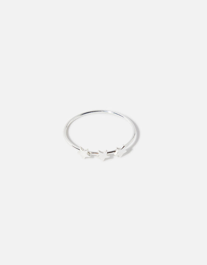 Sterling Silver Star Station Ring, Silver (ST SILVER), large