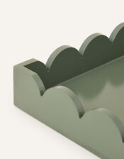 Large Wood Scallop Tray, Green (GREEN), large