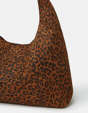Leopard Print Suede Shoulder Bag, , large