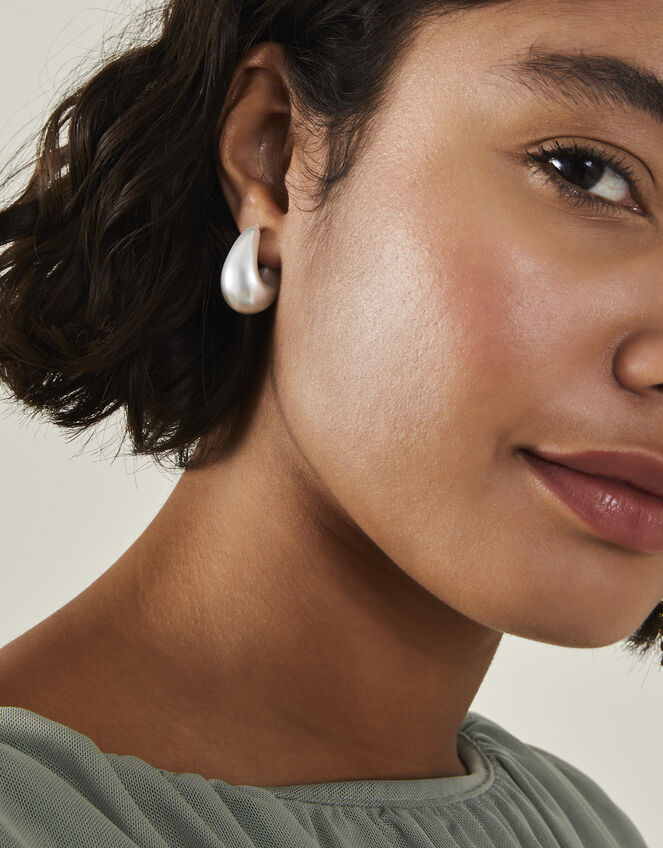 Pearly Curve Drop Earrings, , large