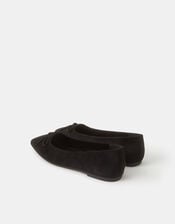Faux Suede Ballet Flats, Black (BLACK), large