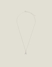 Sterling Silver Diamante Initial Pendant Necklace, White (ST CRYSTAL), large