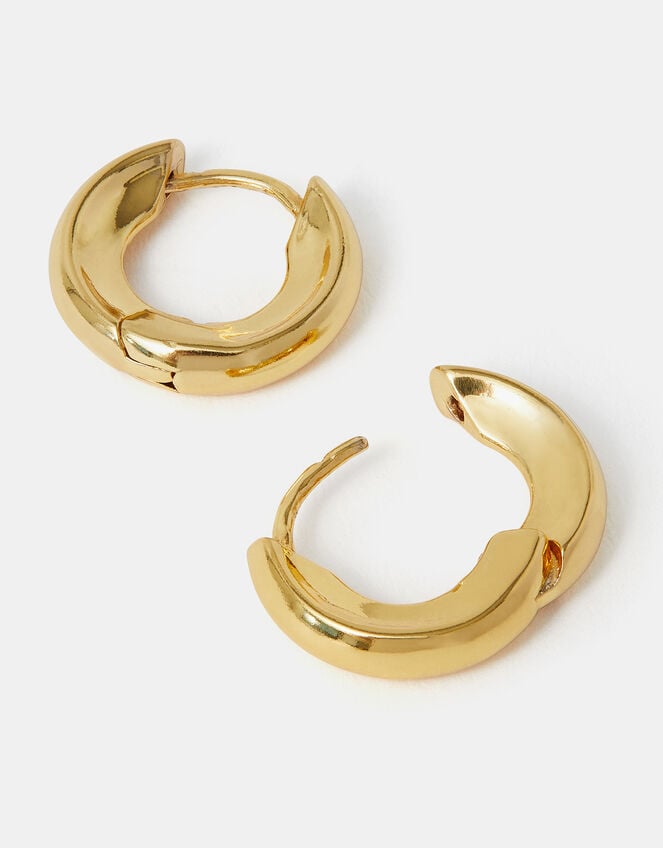 14ct Gold-Plated Huggie Hoop Earrings, , large