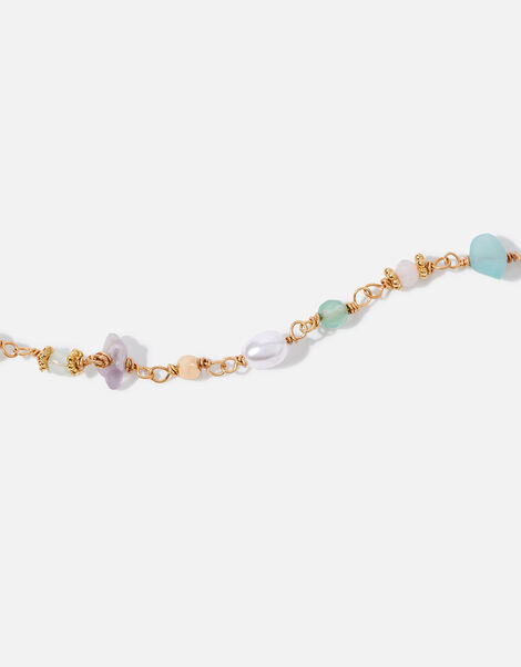Stone and Pearl Chain Anklet, , large
