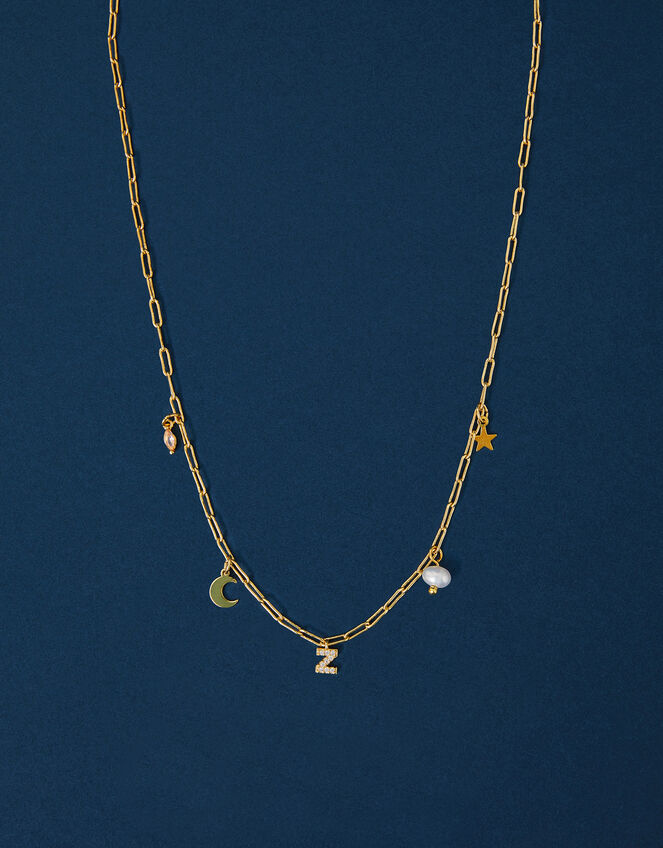 14ct Gold-Plated Initial Charm Necklace, Gold (GOLD), large