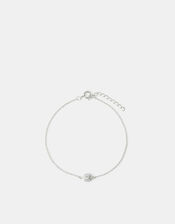 Sterling Silver Halo Stone Bracelet, , large