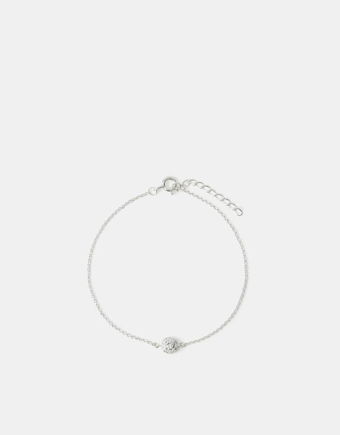 Sterling Silver Halo Stone Bracelet, , large