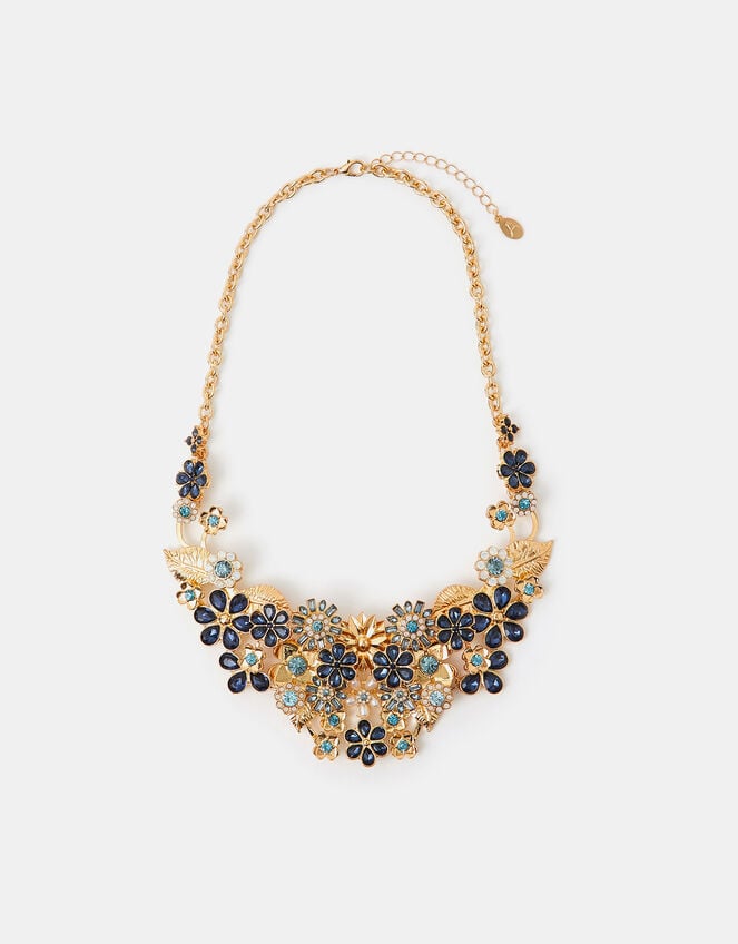 Gem Flower Statement Necklace, , large