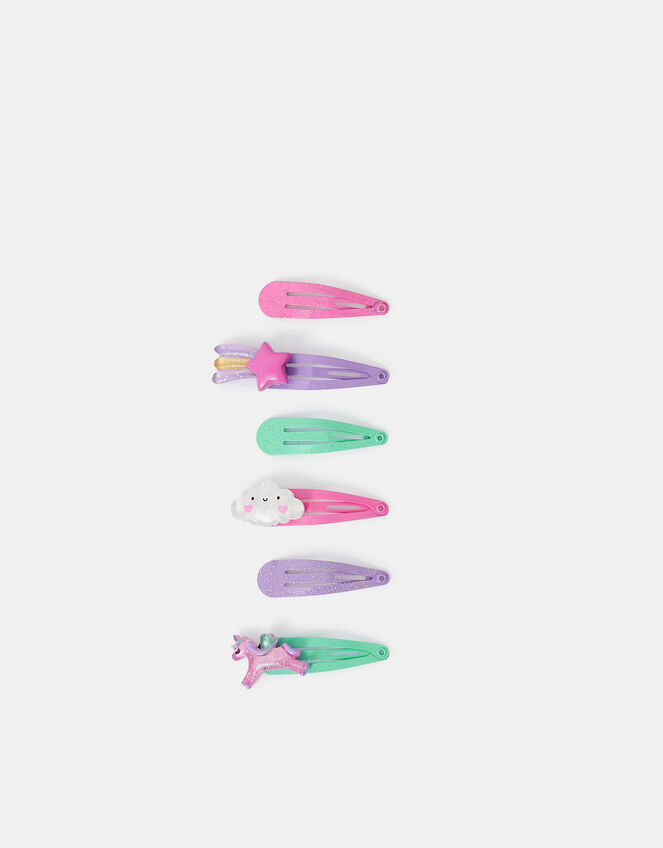 6-Pack Girls Unicorn Hair Clips, , large