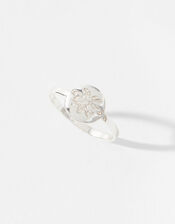 Sterling Silver Bee Signet Ring, Silver (ST SILVER), large