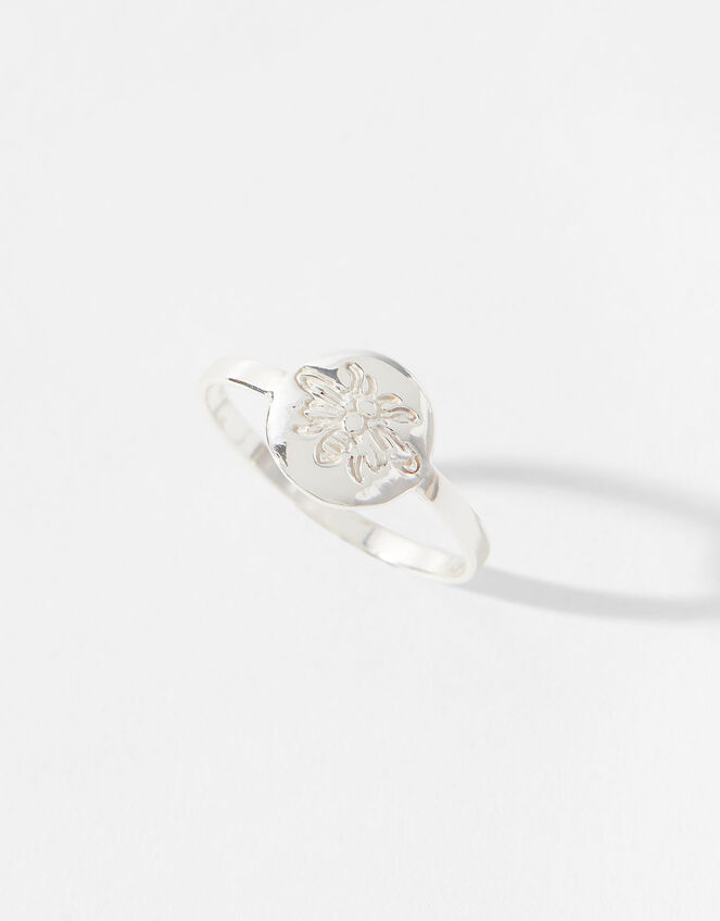 Sterling Silver Bee Signet Ring, Silver (ST SILVER), large