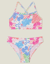 Girls Tropical Print Bikini Set, Multi (BRIGHTS MULTI), large