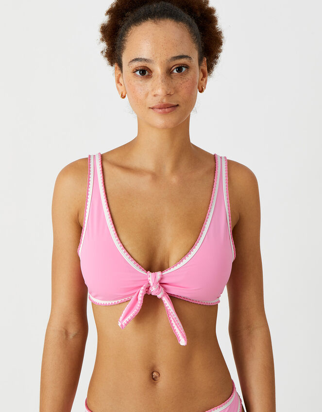 Stitch Detail Bunny Tie Bikini Top, Multi (BRIGHTS-MULTI), large