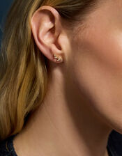14ct Gold-Plated Mini Climber Stud Earrings, , large
