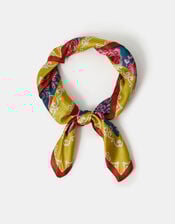 Tropical Print Square Satin Scarf, , large