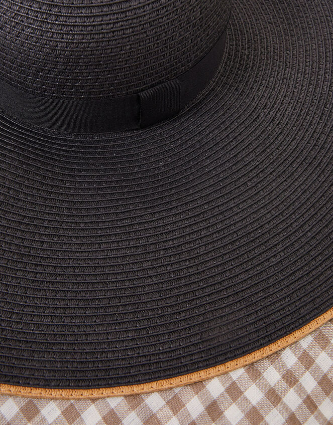 Contrast Trim Floppy Oversized Hat, , large