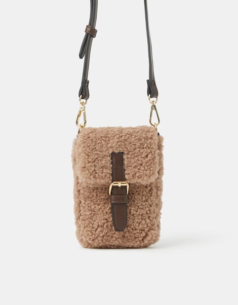Faux Shearling Phone Bag, , large