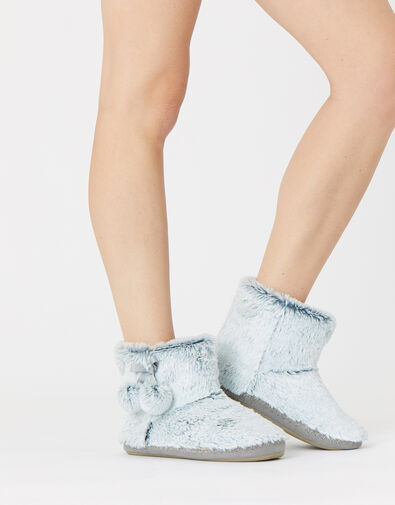 Fluffy Pom-Pom Slipper Boots Grey, Grey (GREY), large