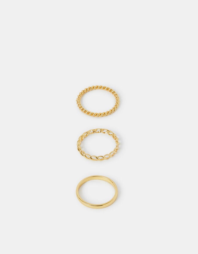 3-Pack 14ct Gold-Plated Stacking Rings, Gold (GOLD), large