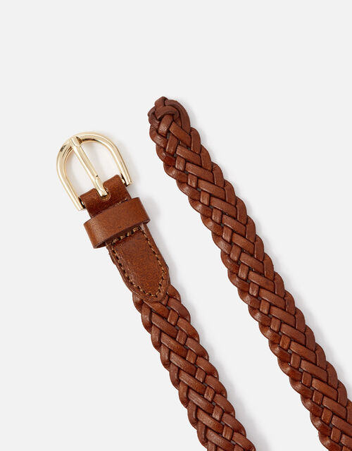 Leather Plaited Belt Tan Belts Accessorize UK