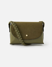 Pia Plaited Shoulder Bag , Green (KHAKI), large