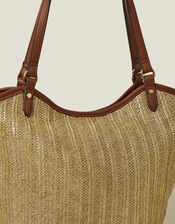 Metallic Raffia Shopper Bag, , large
