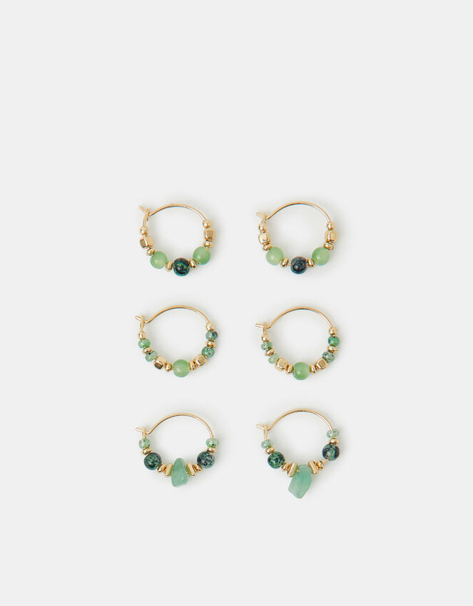 3-Pack Beaded Mini Hoop Earrings, , large