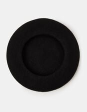 Plain Wool Beret, Black (BLACK), large