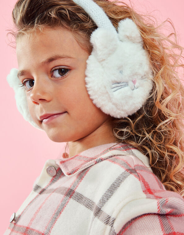 Girls Fluffy Bunny Earmuffs, , large