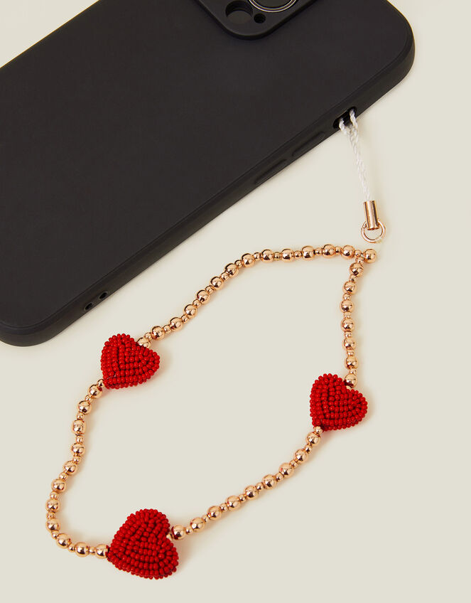 Beaded Heart Phone Charm, , large