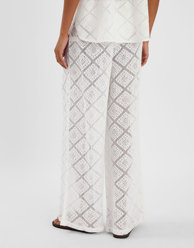 Wide Leg Lace Trousers, Ivory (IVORY), large