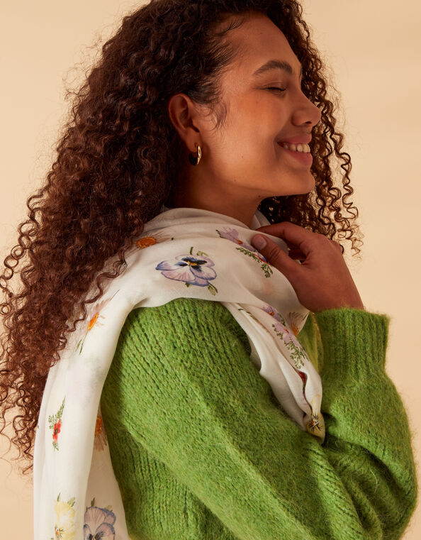 Wildflower Print Scarf with Recycled Polyester, , large