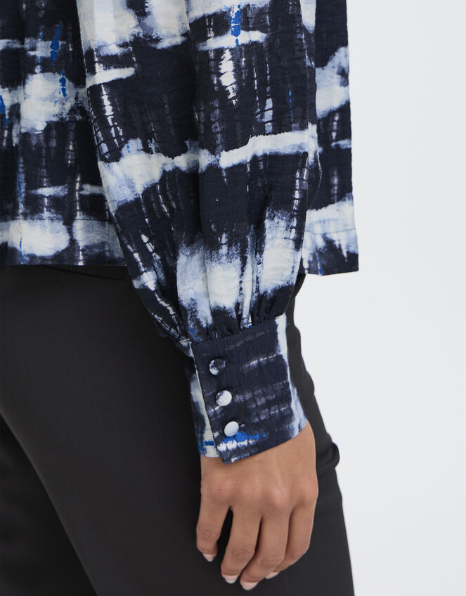 Ichi Tie-Dye Blouson Blouse, Black (BLACK WHITE), large
