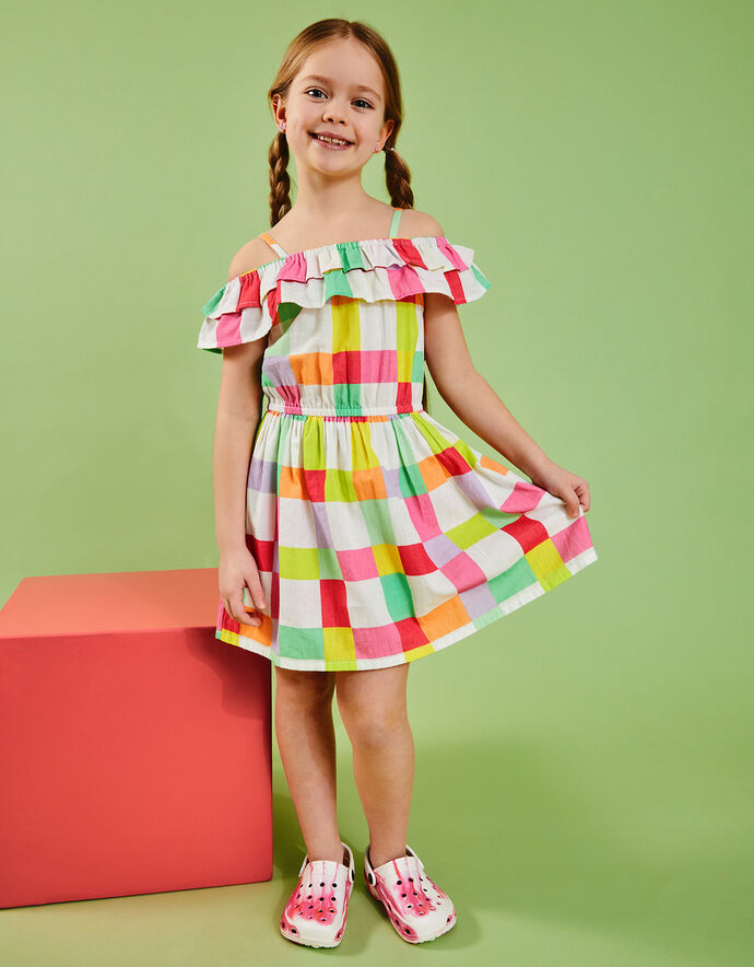 Girls Black Checks Dress