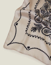Paisley Satin Square Scarf, , large