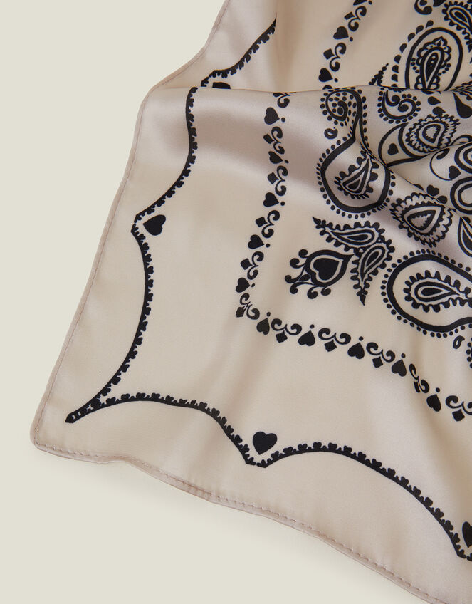 Paisley Satin Square Scarf, , large