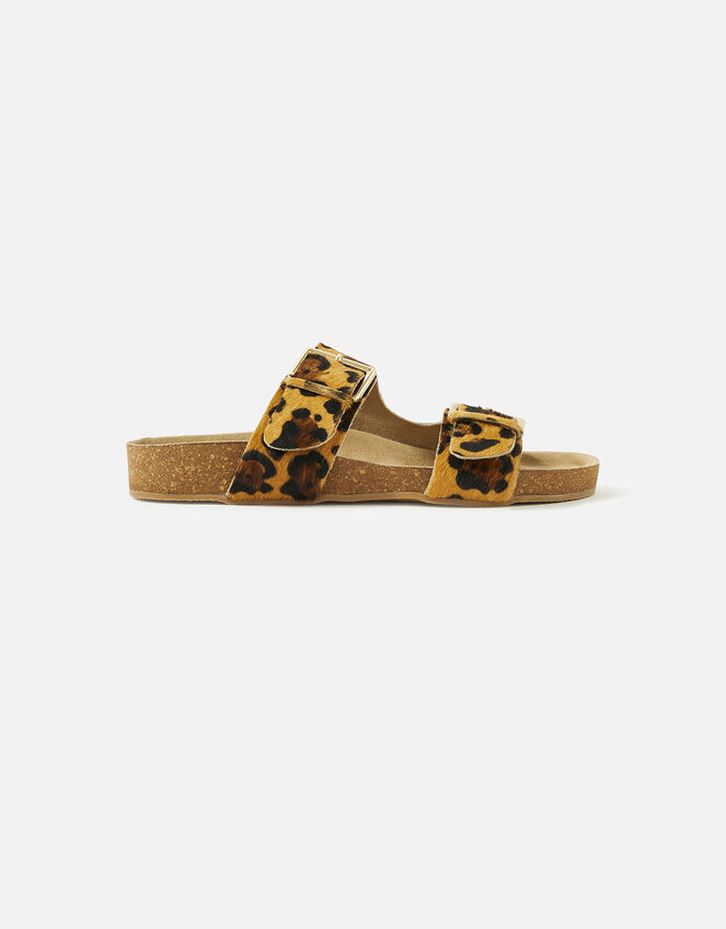 Leopard Buckle Footbed Sandals, Leopard (LEOPARD), large