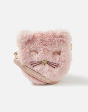 Kids Fluffy Cat Round Cross-Body Bag, , large