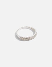 Sterling Silver Bling Encrusted Band Ring, White (ST CRYSTAL), large