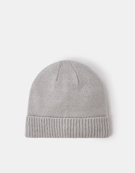 Plain Beanie Hat, Grey (LIGHT GREY), large