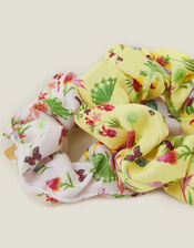 2-Pack Girls Floral Print Scrunchies, , large