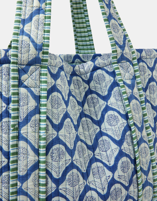 Dandelion Print Quilted Tote Bag, , large